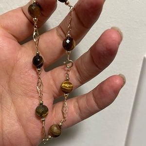 Tigers Eye faceted Stone Gold Bracelet